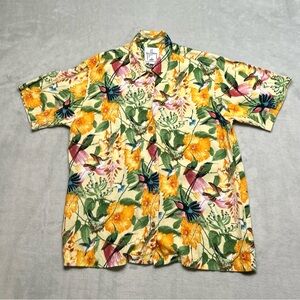 Guy Harvey AFTCO Bluewater Wear Hawaiian Shirt Siz Small Camp All Over Print USA